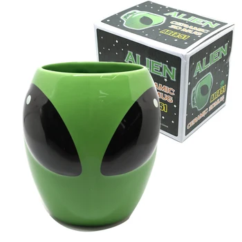 Карикатура Творчески Зелено Извънземно Керамични Чаши Интересна Мода Кафеена Чаша Подарък За Рождения Ден На Чаша Вода На Едро Турски Чаши За Кафе