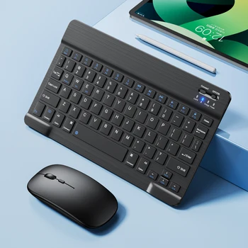 10-инчов Преносим Безжична Клавиатура за Ipad, Bluetooth клавиатура и мишка, Мини-Клавиатурата, Клавиатура За Android Tablet телефон Ipad Pro 12