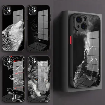 Стръмен Черен Вълк Черен Стъклен Калъф За Телефон iPhone 14 13 11 12 Mini Pro Max XR XS X Силиконов Калъф