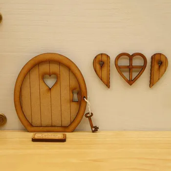 Мини Джудже Вратата Декоративни Мебели Сцена Подпори Дървени Изкуствена Чудесата На Вратата, Определени За Куклена Къща Детски Играчки Градинско Дърво Аксесоари