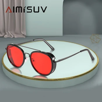 AIMISUV Слънчеви Очила В стил Steampunk За Мъже И Жени 2023 Модната Марка Кръгли Слънчеви Очила За Шофиране Дамски Ретро Пънк Нюанси Дамски UV400