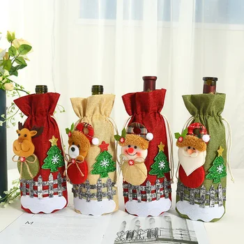 Коледна украса 2022 Дядо Коледа Вино Чанта Бутилка Червено Вино Опаковки Bag Коледен Отглеждане на Коледни Подаръци за Декорация Чанти