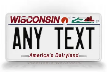 SignsAndTagsOnline Персонализирани регистрационен номер на щата Уисконсин Всеки текст по поръчка с метална автоматично биркой Dairyland от America ' s