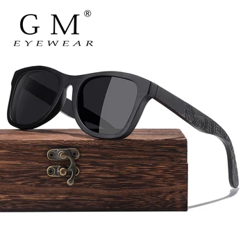 GM Дървени Слънчеви Очила Мъжки Маркови Дизайнерски Поляризирани Слънчеви Очила За Шофиране От Бамбук, Дървени Рамки За Очила Oculos De Sol Feminino S1610B