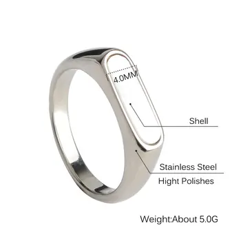 Титановая стоманена ниша ретро бяло фритиллярное пръстен от титанов стомана геометрично френското стилно темпераментное пръстен във формата на миди за жени