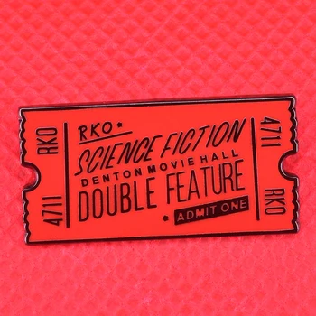 Роки хоррор жени червена ретро брошка билет за кино научна фантастика двойна пълнометражен икона Дентън кино признай един магически хумор