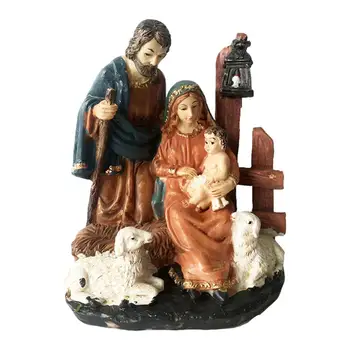 Статуетка На Вертепа Статуя На Св. Семейството На Исус Христос На Католическата Статуетка На Религиозна Статуя На Коледен Подарък, Украса За Дома