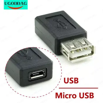 Нов Черен USB 2.0 Тип A Жена към Micro USB B Женски Адаптер Включете Конвертор usb 2.0 към конектора usb Micro едро