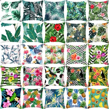 Летните Калъфки Калъф За Възглавници С Тропически Растителни Цветен Модел 45x45 Декоративни Възглавнички Калъфки За Възглавници Начало Декор