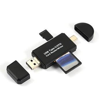 Устройство на четец на карти 3-в-1 OTG USB Type C и Micro USB и USB2.0 четец за карти памет SD TF