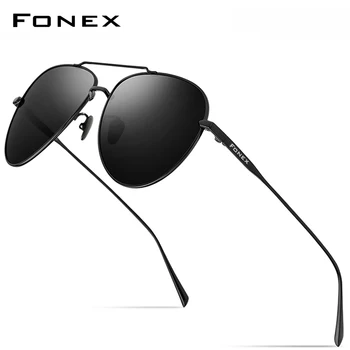 FONEX Чисти Бутилки от Слънчеви Очила за Мъже Самолетни Поляризирани Слънчеви Очила за Мъже 2019 Нови Шофиране На Открито Aviador UV400 Нюанси 8507