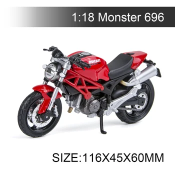 Maisto 1:18 Модели На Мотоциклети Ducati Monster 696 Червен Леене Под Налягане Мото Миниатюрна Състезателна Играчка За Подарък Колекция
