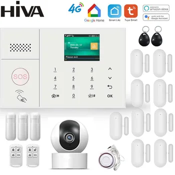 HIVA 4G, 3G GSM, WiFi Алармени системи за Дома на Hristo Smart Life Приложение за Управление на Комплект Сот работа с Алекса