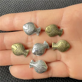 JunKang 10 бр., древните сребърни и бронзови перли-дистанционни във формата на риба, на съединителната уплътнение за гривна ръчно изработени бижута с висулки