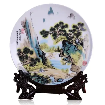 Цзиндэчжэнь керамична декоративна порцеланова чиния пейзаж чиния за сядане на вино багажник стенни подвесная чиния