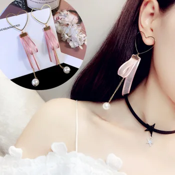 2018 Нови Модни Бижута Реколта Розов Бял На Цвят Дантела Кухи Обеци Във Формата На Сърце Подарък За Жени Момиче Букле D ' Oreille Femme