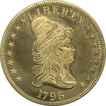 1796 Сащ 10 долара на Осп Свобода Малък Орел Златна монета Месингови колекционерска стойност Копие Монети