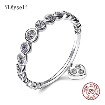 Истински бижута от сребро Мил Романтичен подарък Проправи блестящ кръг нарязани на кубичен Цирконий crystal пръстен е Прекрасен Истински 925 сребърен пръстен