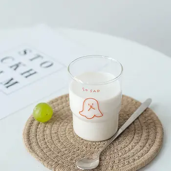 ins Корея Мода Стъкло Творчески Сладък Карикатура Кафеена Чаша за Закуска Мляко Кристал Прозрачен Подарък от Бяла Мечка Чаша