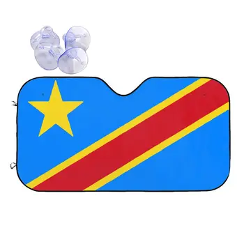 Флаг Конго Киншаса Заир Универсален сенника на Предното стъкло 70x130 см Фолио за Автомобили Козирка Леден Щит за Защита От Прах