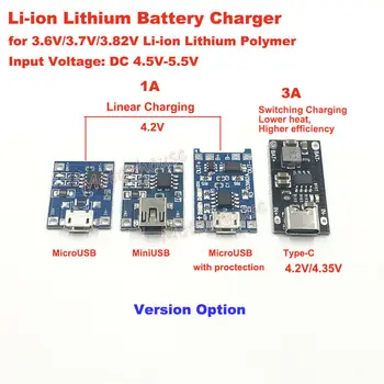 Модул Зарядно устройство Micro /Mini USB Type-C за зареждане на батерията за 3,6 В/3,7 В/3,82 В литиево-йонна Полимерна батерия