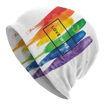 ЛГБТ с Преливащи се цветове Шапки с Черепи, гей-гордост, Лесбийки Парад, Бисексуальная Капачка за гей-парад, хип-Хоп Шапка Унисекс, Топло Вязаная Шапка с Двойно предназначение