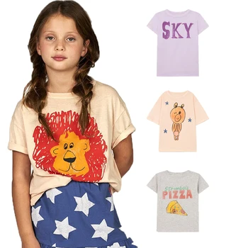 Летни тениски 2022 година за момичета, Блузи с къс ръкав за деца от 1 до 10 години, бебешки дрешки, блуза за момичета с анимационни принтом, връхни дрехи за тийнейджъри