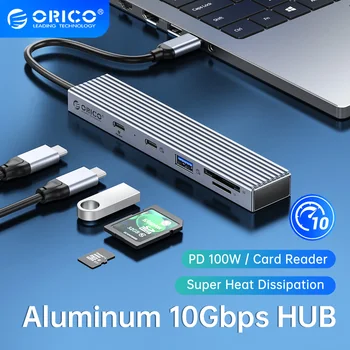 ORICO Type C USB 3,2 10 gbps КОНЦЕНТРАТОР с 4 Порта 4K60Hz HDMI-съвместим PD100 SD TF Сплитер OTG Адаптер За Macbook и PC Аксесоари за компютри