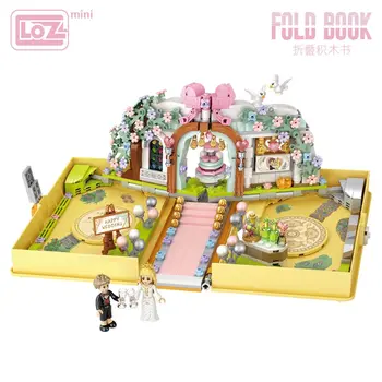 LOZ Lizhi сватбен градивен елемент на книгата сгъваема книга е приказка за малки частици, събрана от сватбена книга забавни играчки tide play