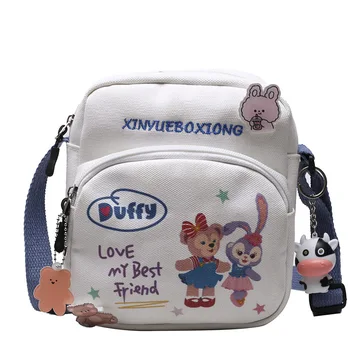 Холщовая чанта Дисни Duffy bear, скъпа малка чанта, дамски нова чанта на рамото, студентски чанта за мобилен телефон, холщовая чанта за момичета, чанти