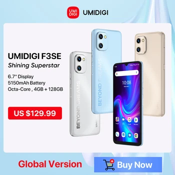 В наличност смартфон UMIDIGI F3 SE, базирани на Android, оперативна памет 4 GB ROM, 128 GB, Мобилен телефон с дисплей 6,7 