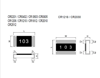 На чип за резистора RC0201JR-070RL 0201 82R 5% 1/20 W 0201 560K 5% 1/20 W 0201 30K 5% 1/20 W 0201 9,1 R 5% 1/20 W 0201 0R 5% 1/20 W