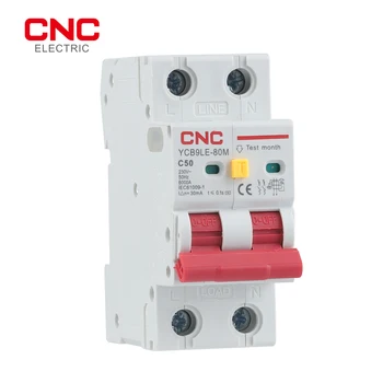 Автоматичен прекъсвач остатъчен ток CNC 2P 230V RCBO MCB 30mA със защита от претоварване работен ток и изтичане на 6-63A YCB6HLN-63 PLUS