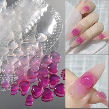 Нови 3D Декорации за нокти, Кристали и Дизайн във формата на сърце, камъни, Блестящи Светочувствительные Кристални, стъклени мъниста, декорация за Маникюр