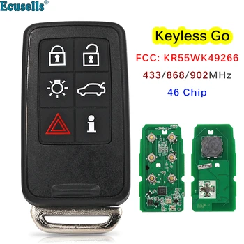 6 Бутони 434 Mhz 868 Mhz 902 Mhz Smart Keyless Go Дистанционно Ключ за VOLVO S60, S80 V40 V60 V70, XC60, XC70 2007-2016 FCC ID: KR55WK49266