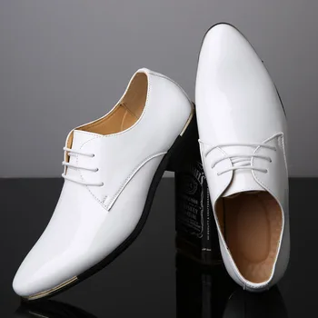 Офис мъжки модел обувки от лачена кожа, мъжки официалната обувки, Луксозни Модни Сватбени обувки За Булката, мъжки обувки-Oxfords, големи Размери 38-48