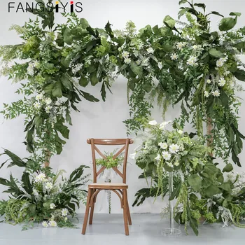 Пастирски стил лесовъдство арка цветя на сватбени декорации фон точков цвете жив фон на церемонията моделиране на цветя