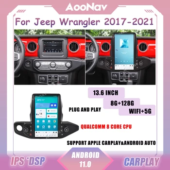 13,6 Инча Android Автомобилен Радиоприемник За Jeep Wrangler 2017-2021 Авто Стерео Tesla Стил Екран Мултимедиен Плейър GPS Навигация Главното Устройство