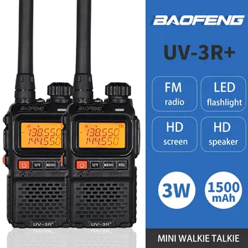 2 ЕЛЕМЕНТА Baofeng UV-3R Плюс Двухдиапазонная Мини-радиостанция VHF/UHF 136-174 Mhz/400-470 Mhz Безжична Портативна 2-way радио UV3R + Домофон
