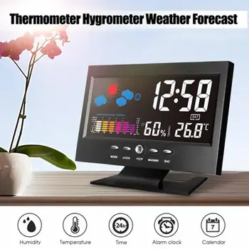 Метеорологичната станция alarm clock LCD Цветен Екран, Цифров USB Температура Влажност Показване на час И Дата Алармен часовник Цифров Часовник