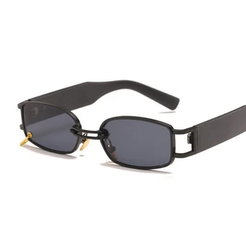 Ретро Квадратни Слънчеви Очила Дамски Маркови Дизайнерски Летни Стилове са Черни на Цвят Модни Златни Огледално Нюанси Мъжки UV400