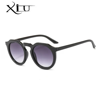 Xiu circle слънчеви очила ретро кръгли телесни оранжеви и черни жълти слънчеви очила в рамки дымчатые черни лещи vintage слънчеви очила с uv400