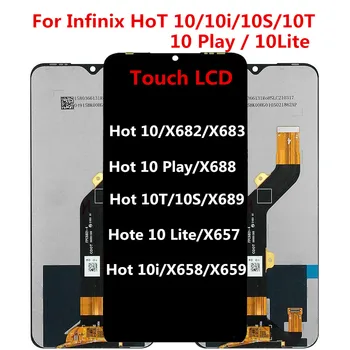 За Infinix Hot 10 10i 10S 10T Lite 10 Play X657 X659 X658 X688 X689 X682 X683 LCD Сензорен Дисплей Дигитайзер, Подмяна на