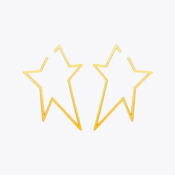 Модни Бижута Геометрични Големи Обеци В Формата на Звезди Златен цвят От неръждаема стомана, Дълги Висящи Обеци За Жени Обеци EB171038