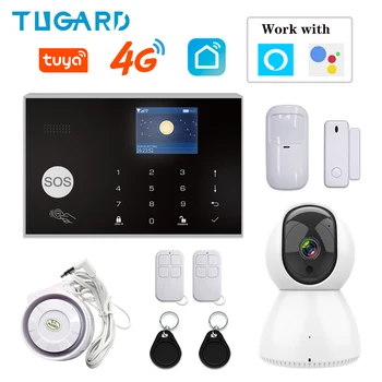 TUGARD G34 Wifi Gsm 3G, 4G Аларма Домашна Охранителна Безжична Жичен 433 Mhz Детектор TFT Сензорен Панел за 11 Езика Съвместимост Алекса