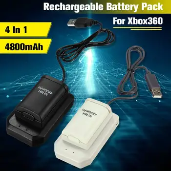 4800 mah 4 в 1 Акумулаторна батерия, Батерия + Зарядно + USB Кабел, кабел за зареждане Комплект За Xbox 360 Батерия Безжичен Контролер