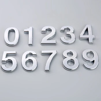 3D Цифри Цифра ABS Врата Табела на Хотел Домашен Регистрационен номер Знак Стикер С Самоклеящимися наложен Открит Сребърен Номер