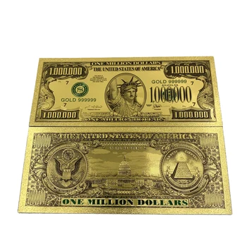 Американската Доларова Банкнота Банкнота от един Милион фалшиви пари в пластмасова банкноте от злато 24 за Колекция сувенир, картичка със статуята на Свободата