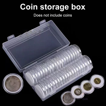 40 Бр 46 мм, Капсули за монети с 40 кръгли пенопластовыми подложки и 1 пластмасова кутия за съхранение на 16 20 25 27 30 38 46 мм Колекция от монети