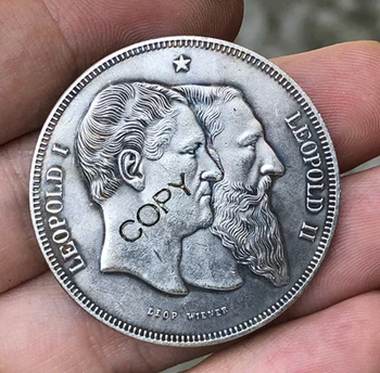 Белгия 5 франка 1880 копирни монети 37 мм